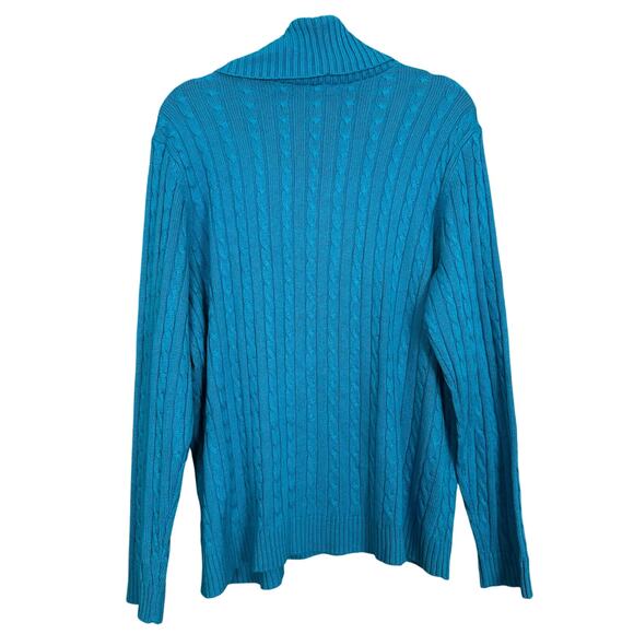 Lauren Ralph Lauren Blue Silk & Cashmere Cowl Neck Cable Knit Sweater 2X - Picture 4 of 4